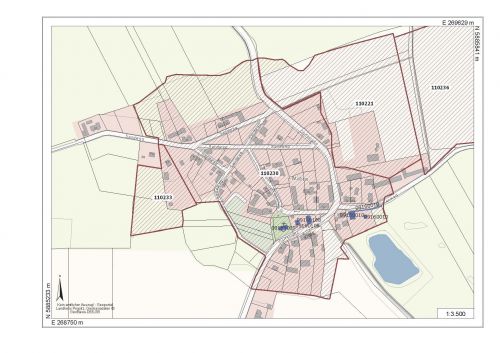 Gemarkung Wustrow, Flur 102, 103 und 151 - BD 110230 „mittelalterlicher/frühneuzeitlicher Ortskern“  (Foto: Geoportal Landkreis Prignitz)